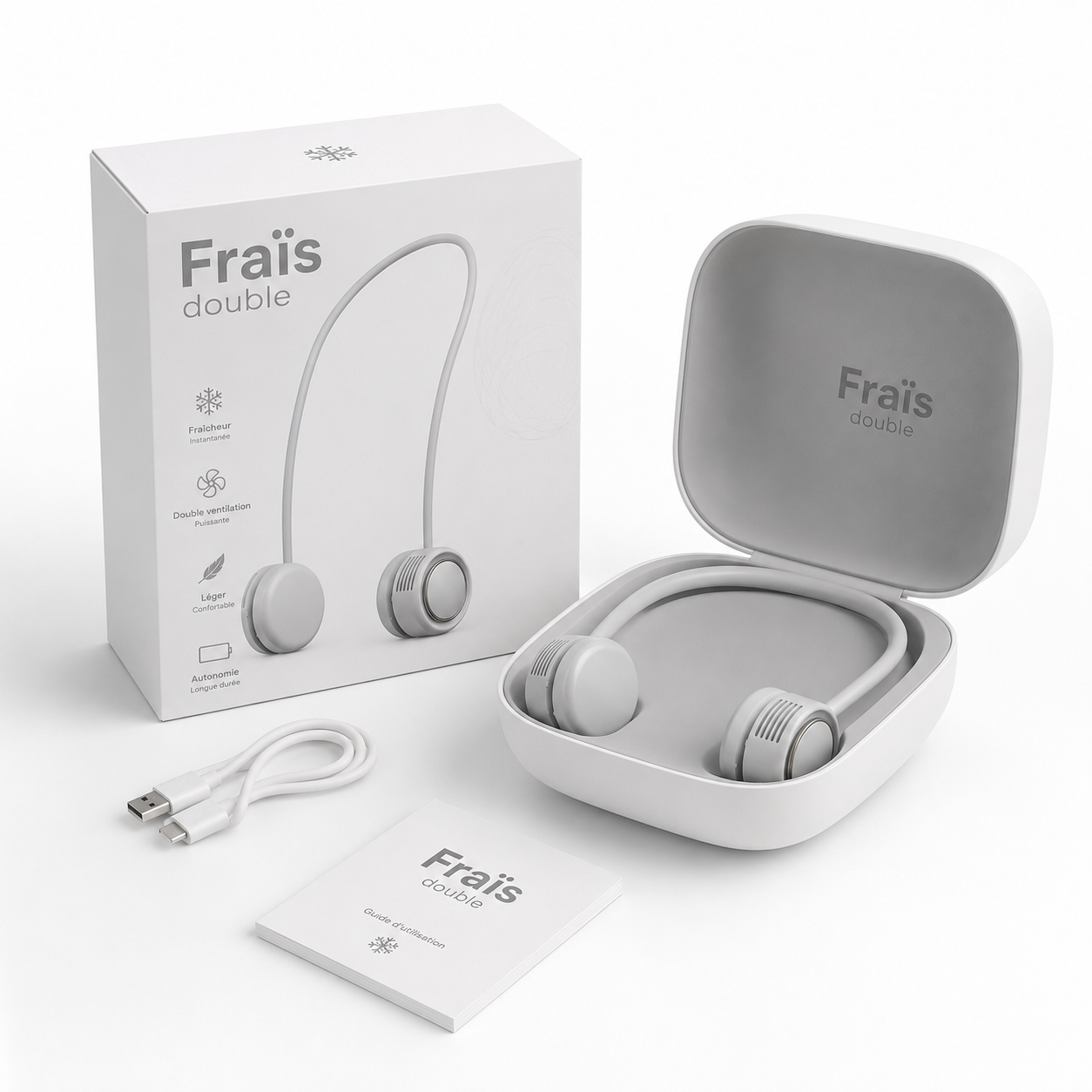 Clip breveté du ventilateur portable FRAÏS fixé sur une ceinture